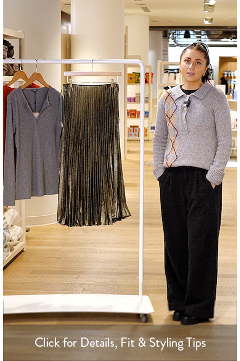 Pleated Metallic Midi Skirt video