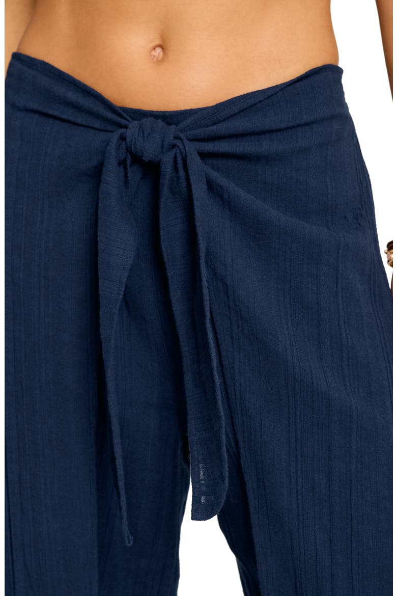 Mykonos Textured Cover-Up Sarong Pants, Alternate, color, MARE NAVY