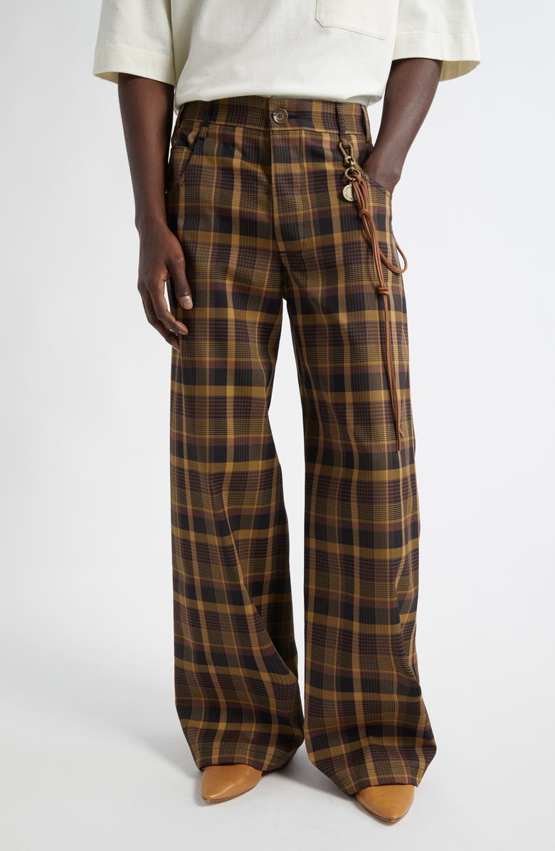 SONG FOR THE MUTE Plaid Wide Leg Pants, Main, color, 