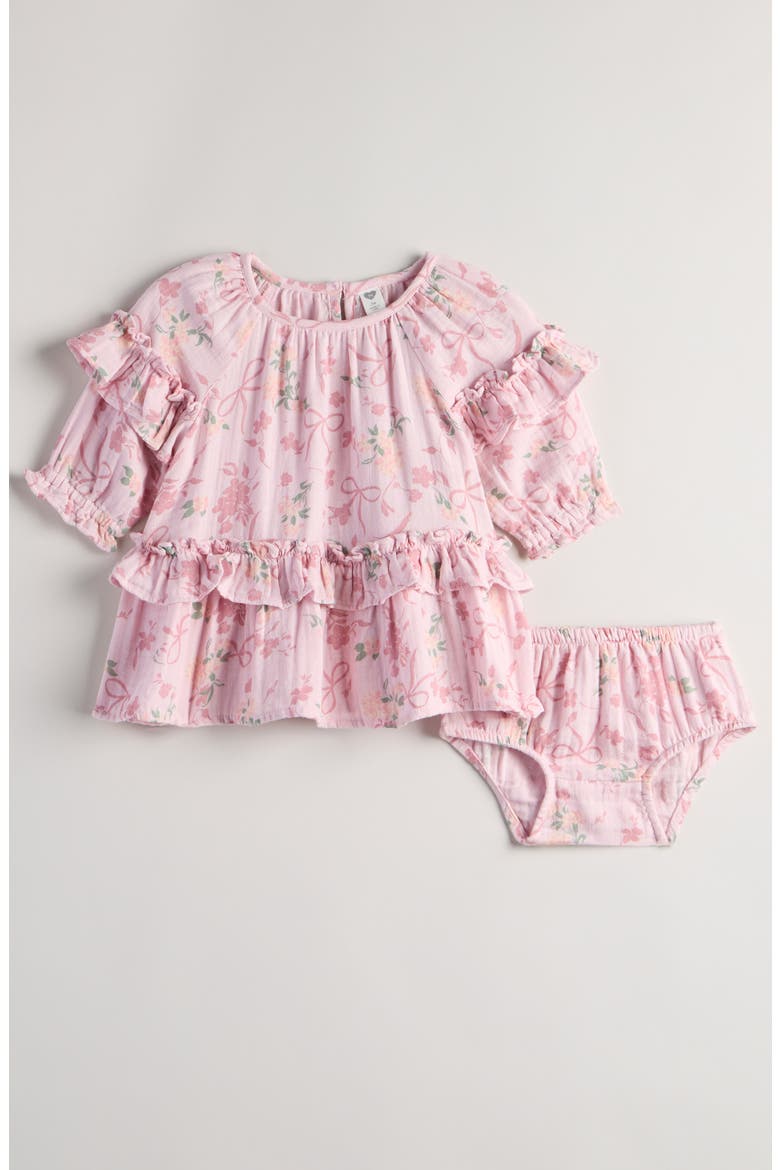 Floral Ruffle Cotton Dress with Bloomers, Main, color, PINK WINDSOME BOW FLORAL