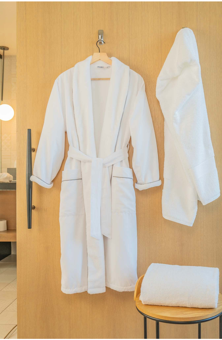 FluffCo | Hotel Comfort Hotel Lounge Robe, Alternate, color, White