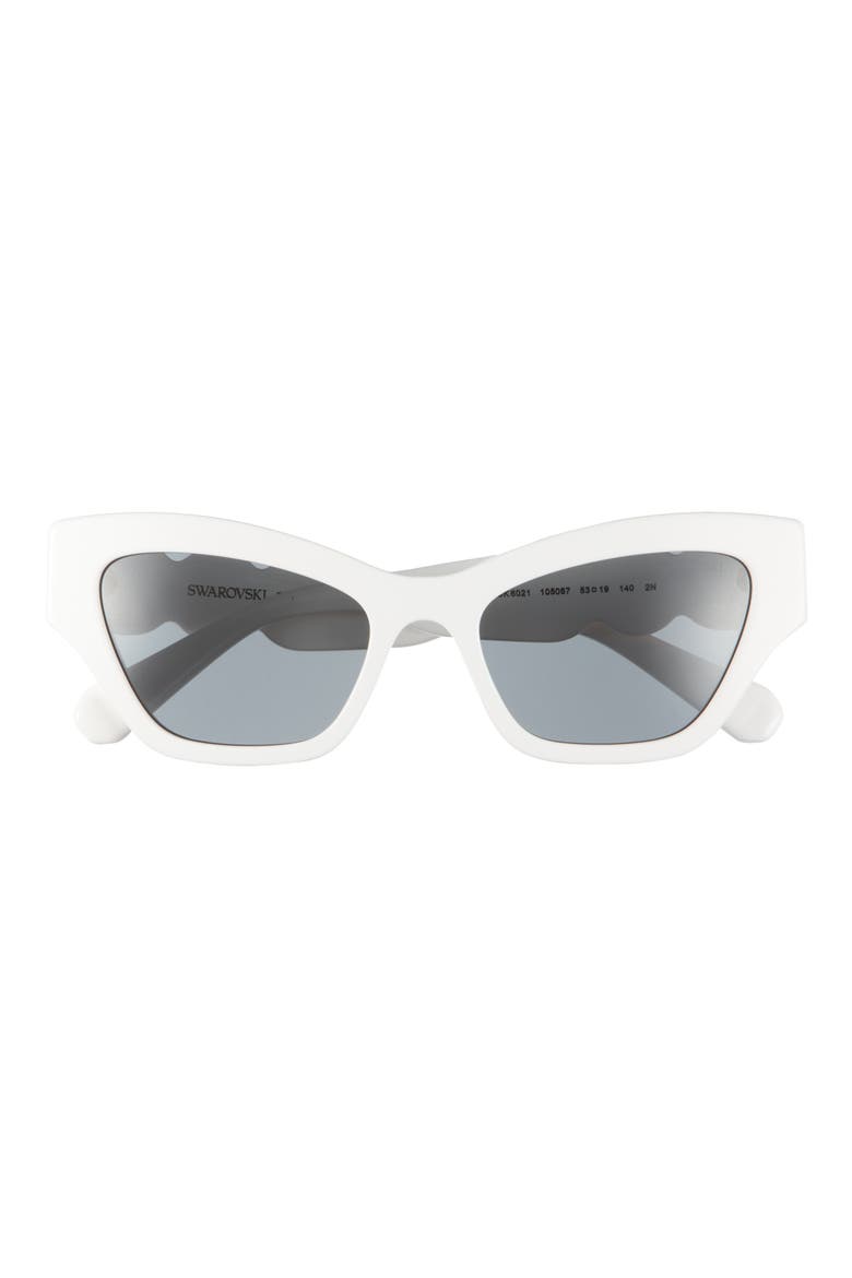 53mm Cat Eye Sunglasses, Main, color, WHITE
