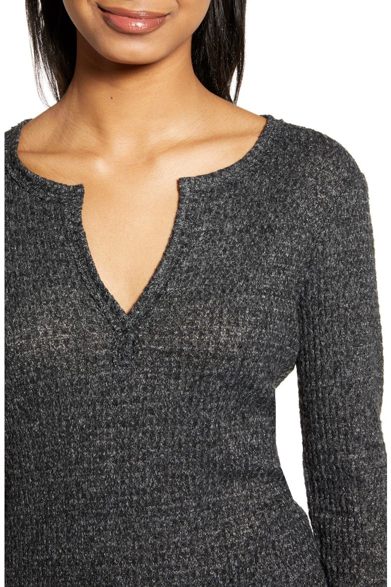 Long Sleeve Thermal Henley Top, Alternate, color, CHARCOAL