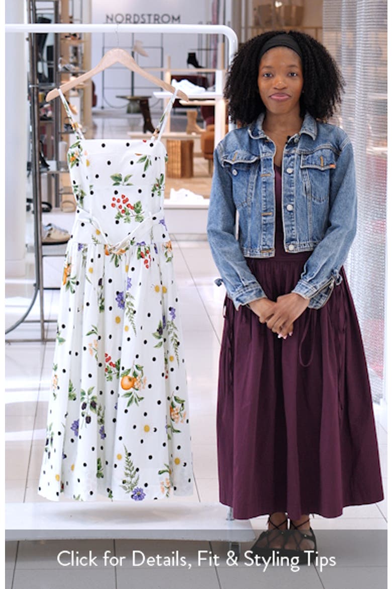 Fruit Florals & Polka Dot Belted Drop Waist Midi Dress video