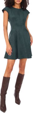 Vince Camuto Princess Seam Faux Suede Minidress