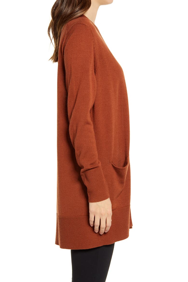 Everyday Open Front Cardigan, Alternate, color, RUST SEQUOIA