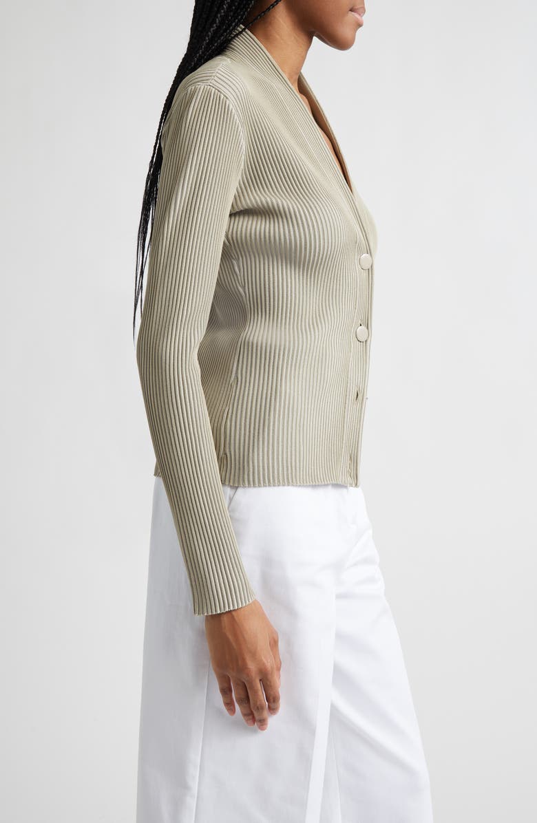 Giorgio Armani Rib V-Neck Cardigan, Alternate, color, Tan