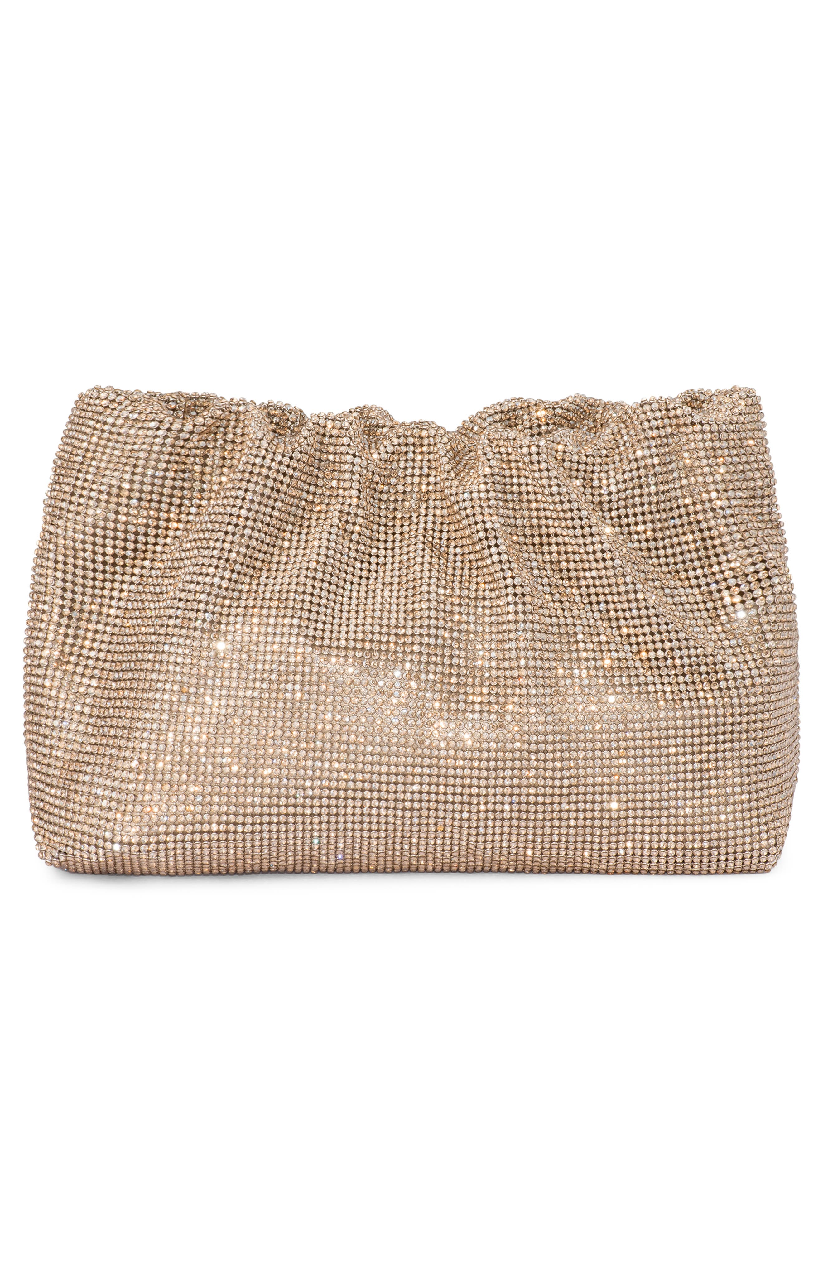 Olga Berg Jessie Crystal Mesh Pouch, Alternate, color, Gold