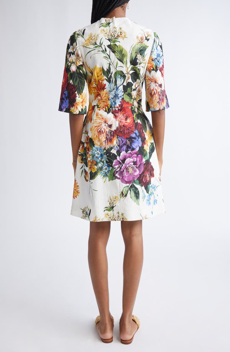 Dolce&Gabbana Floral Elbow Sleeve Sheath Dress, Alternate, color, Ha5pc B.fiori Cret. F.bco