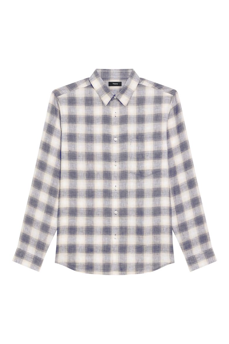Irving Ombré Check Linen Button-Up Shirt, Alternate, color, CARBON MULTI