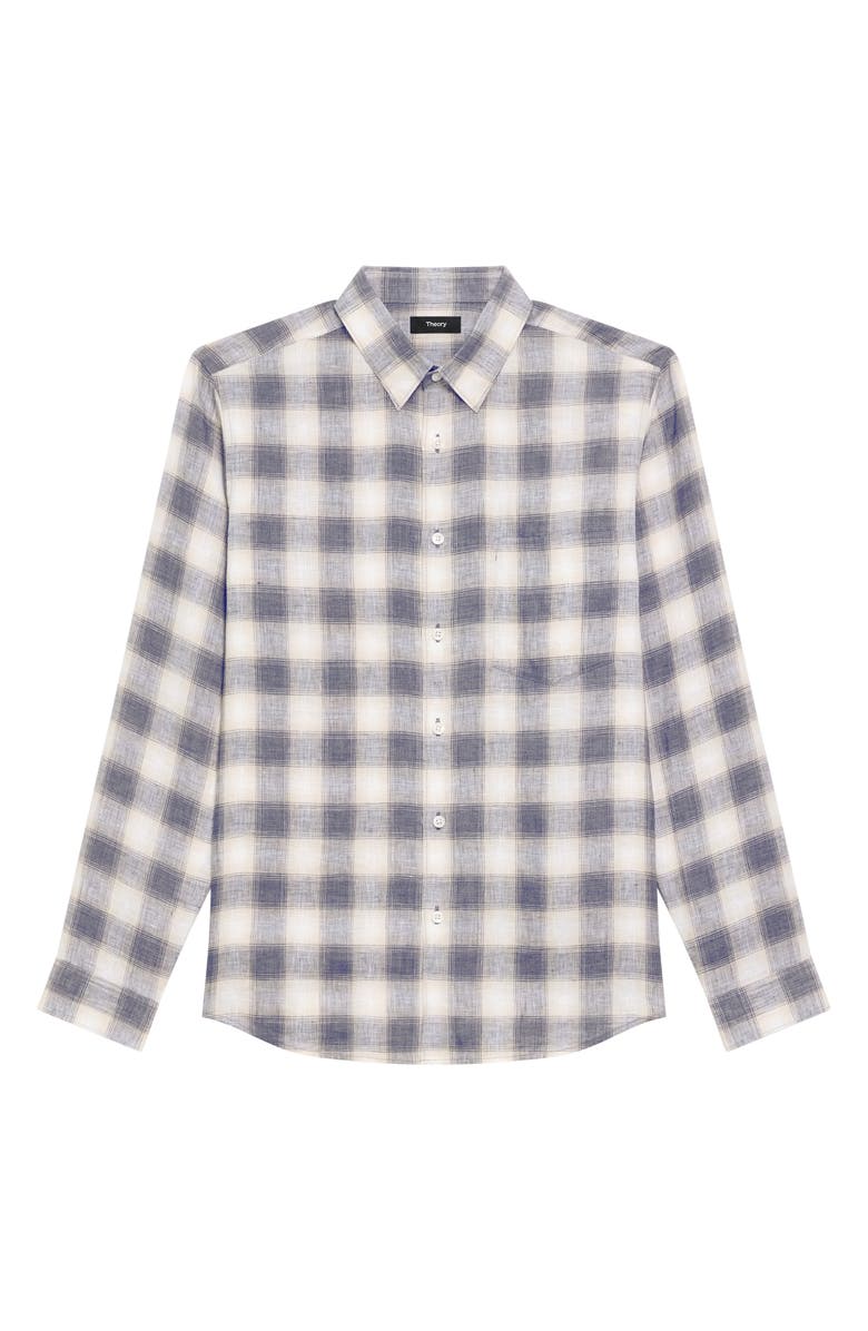 Theory Irving Ombré Check Linen Button-Up Shirt, Alternate, color, Carbon Multi