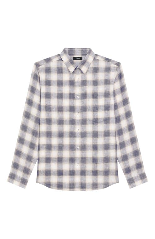 Theory Irving Regular Fit Check Linen Shirt