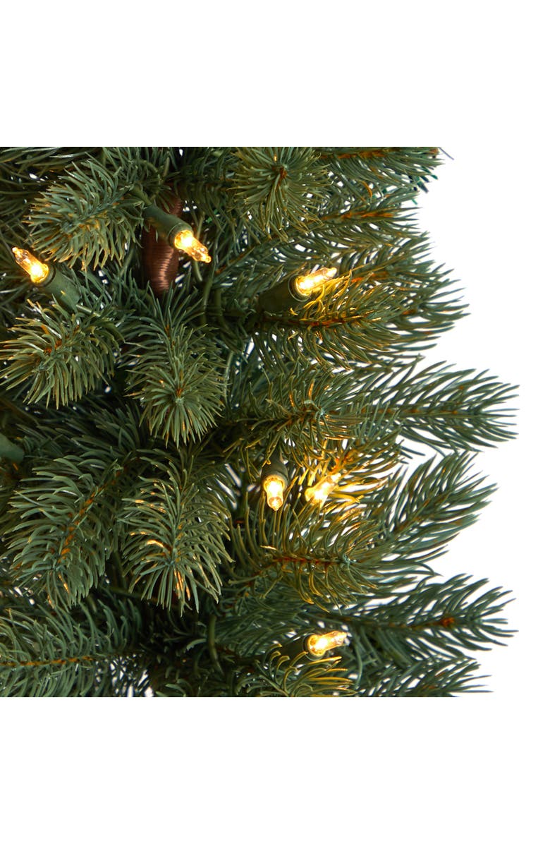 NEARLY NATURAL 3-ft Green Pine Artificial Christmas Tree with 50 Warm White Lights Set in a Burlap Base, Alternate, color, Green