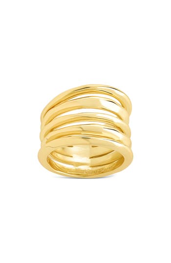 Sterling Forever Faye Textured Layered Band Ring In Gold