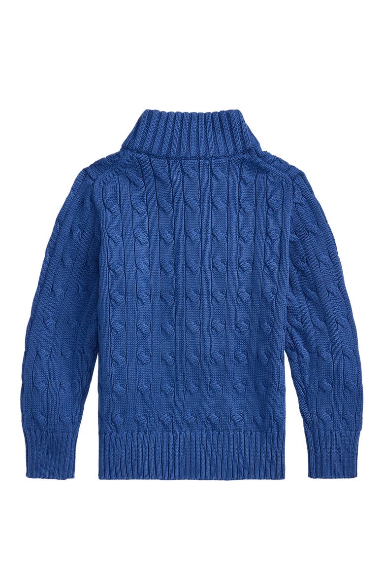 Kids' Cable Knit Half Zip Cotton Sweater, Alternate, color, DUSTY AZURE