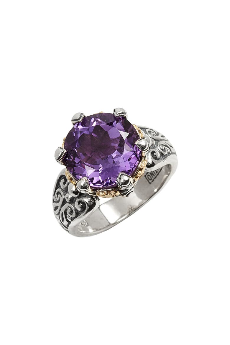 Hermione Two-Tone Stone Ring, Main, color, SILVER/ AMETHYST