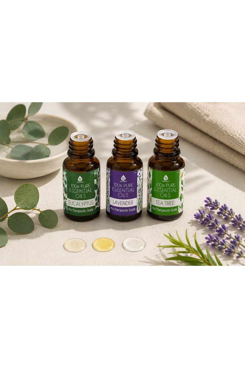 3-Pack Essential Oils: Eucalyptus, Lavender & Tea Tree, Alternate, color, Multicolor