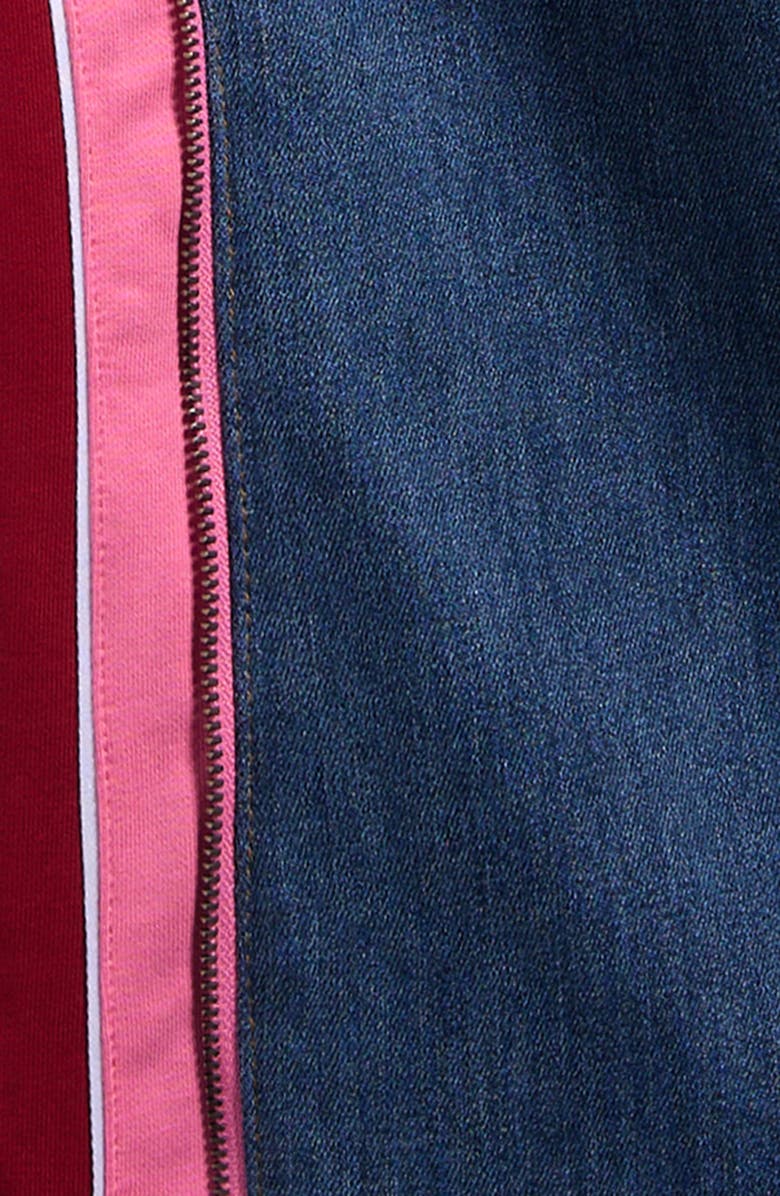 Tractr Kids' Track Stripe Wide Leg Jeans, Alternate, color, Red Panel/ Indigo