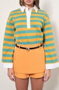 MAUDE CLUB Gabrielle Stripe Cotton Rugby Shirt