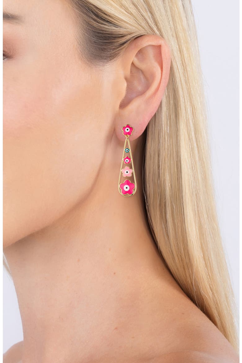 Neda Flower Drop Earrings, Alternate, color, GOLD
