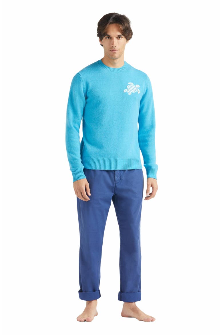 Men's Wool Cashmere Turtle Sweater, Main, color, BLEU TROPEZIEN
