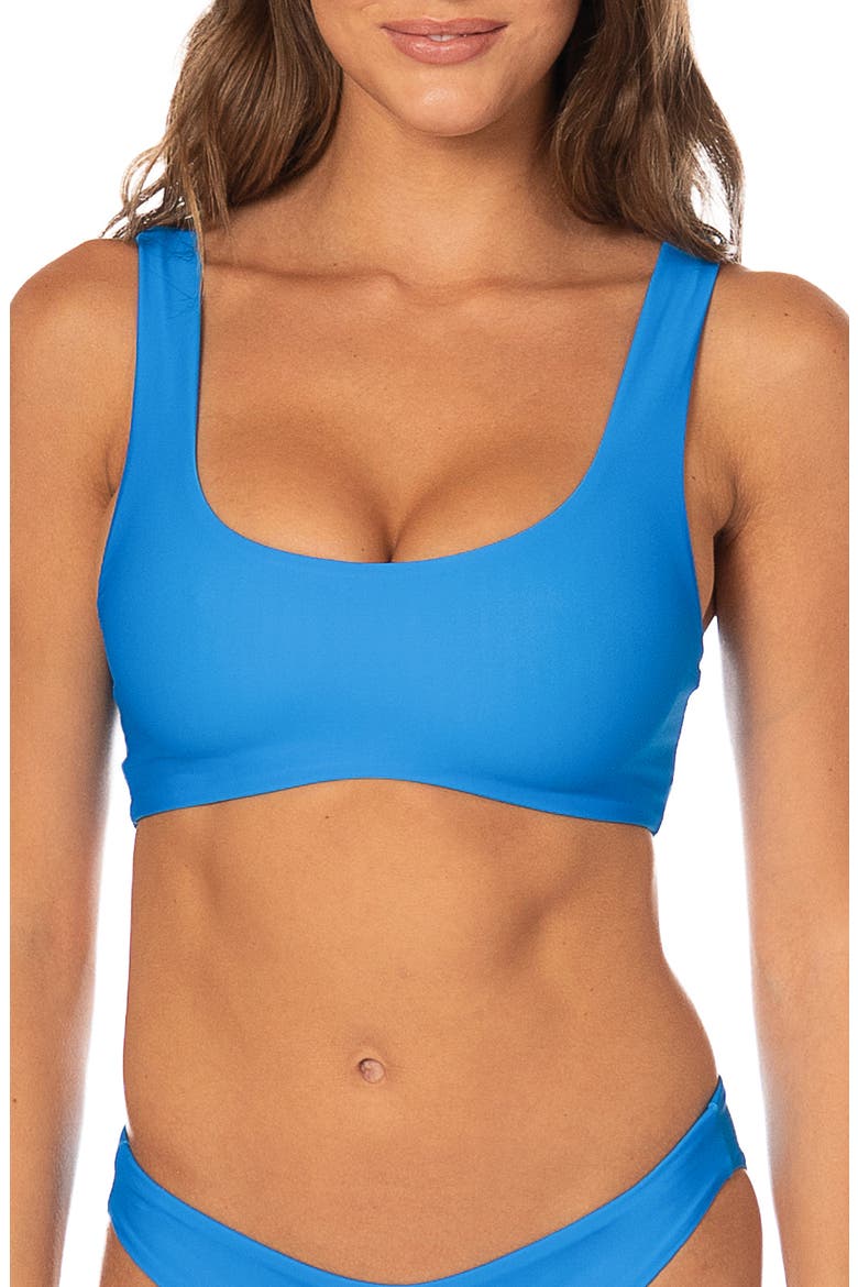 Blue Dazzle Lace-Up Reversible Bikini Top, Alternate, color, BLUE