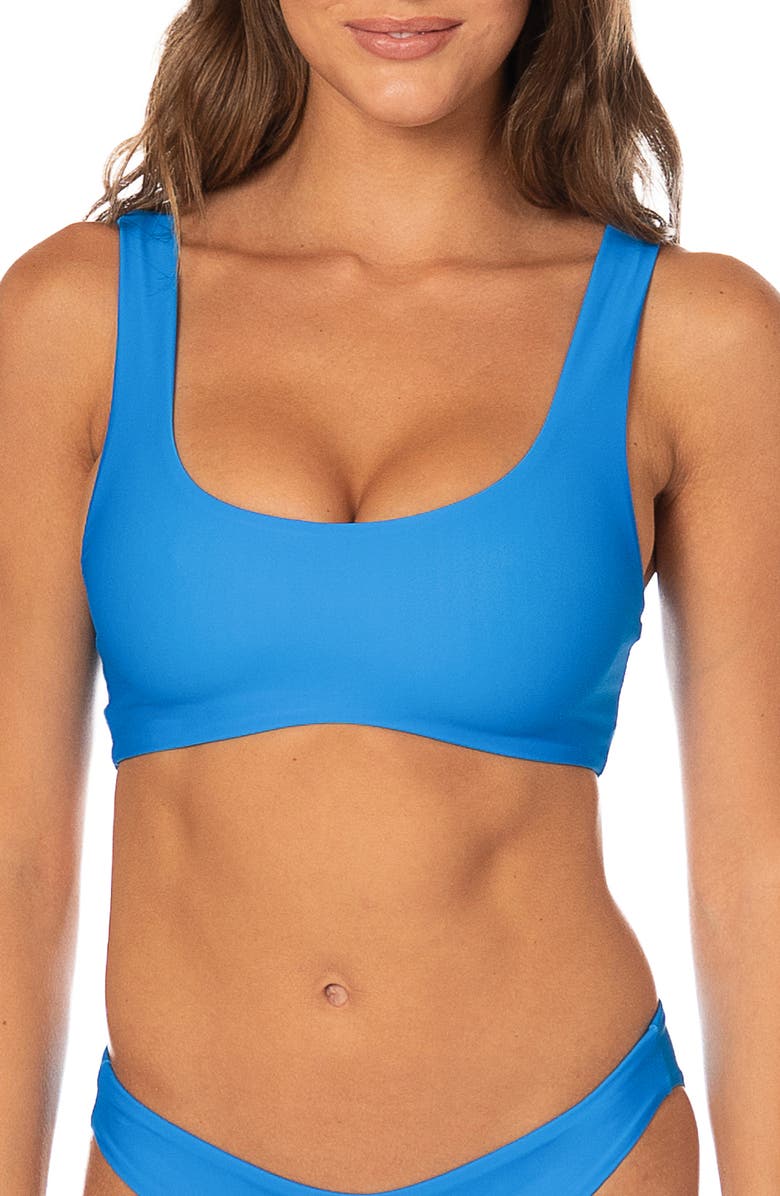 Maaji Blue Dazzle Lace-Up Reversible Bikini Top, Alternate, color, Blue
