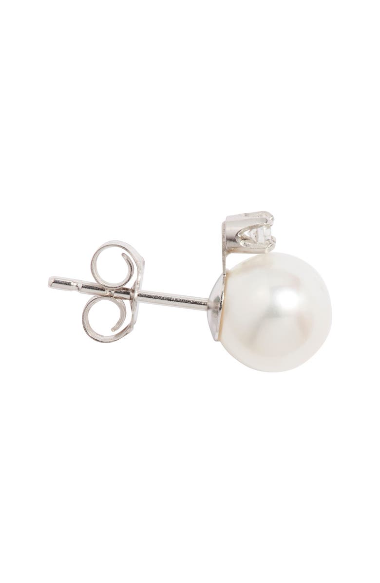 Nordstrom Diamond & Freshwater Pearl Stud Earrings, Alternate, color, White- 14K White Gold