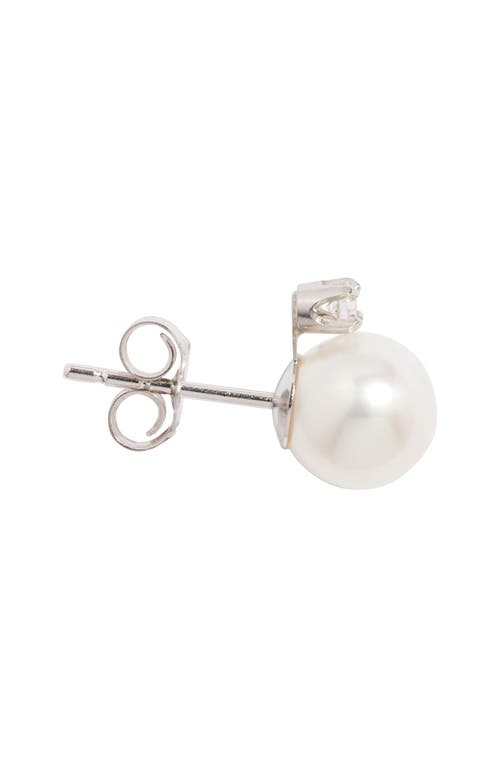 Nordstrom Diamond & Freshwater Pearl Stud Earrings In Neutral