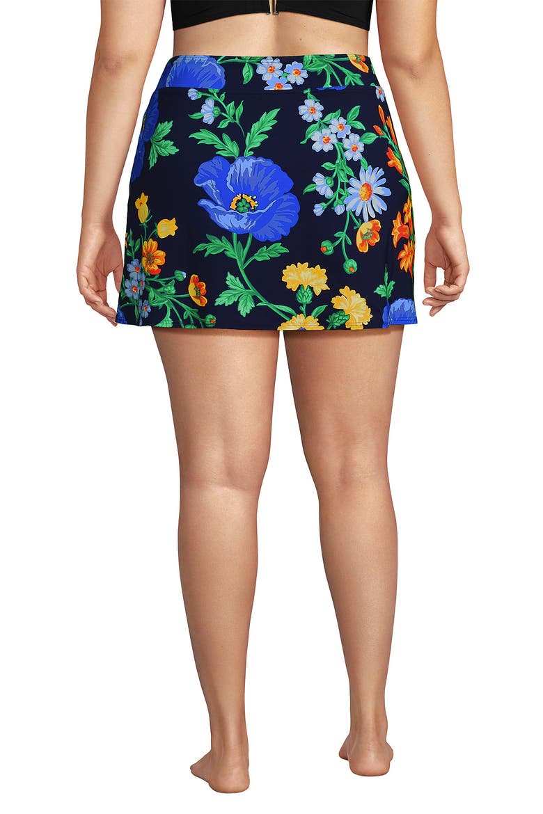 Plus Size Tummy Control Swim Skirt, Alternate, color, Navy/Exploded Poppy Floral