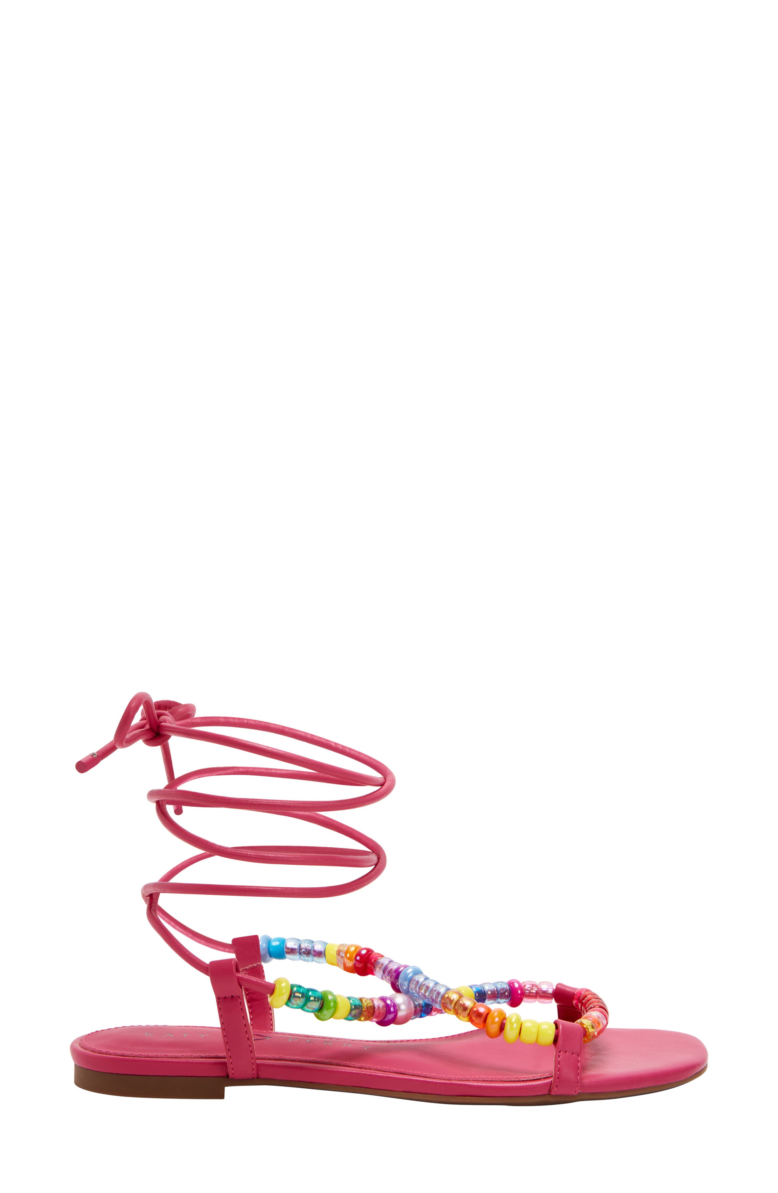 The Halie Bead Ankle Tie Sandal, Alternate, color, FUCHSIA PINK