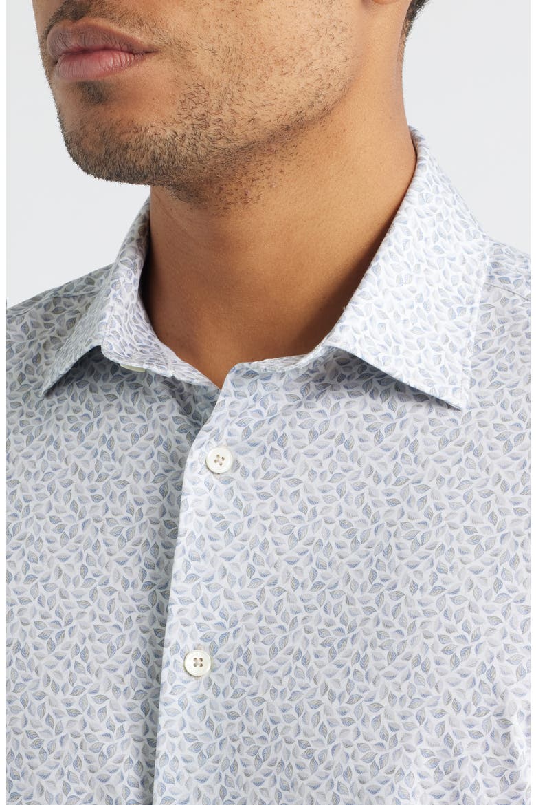 Miles OoohCotton® Leaf Print Short Sleeve Button-Up Shirt, Alternate, color, SAND