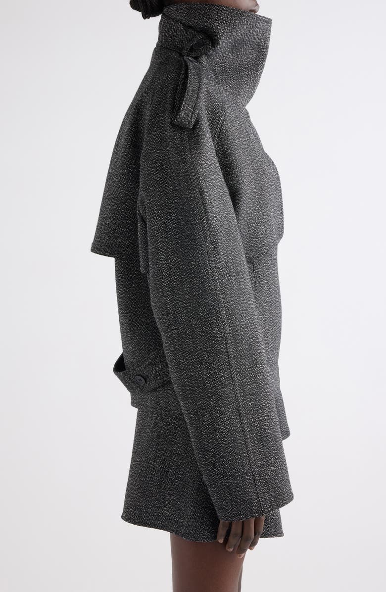 Courrèges Oblique Caviar Wool Coat, Alternate, color, Black/ Heritage White