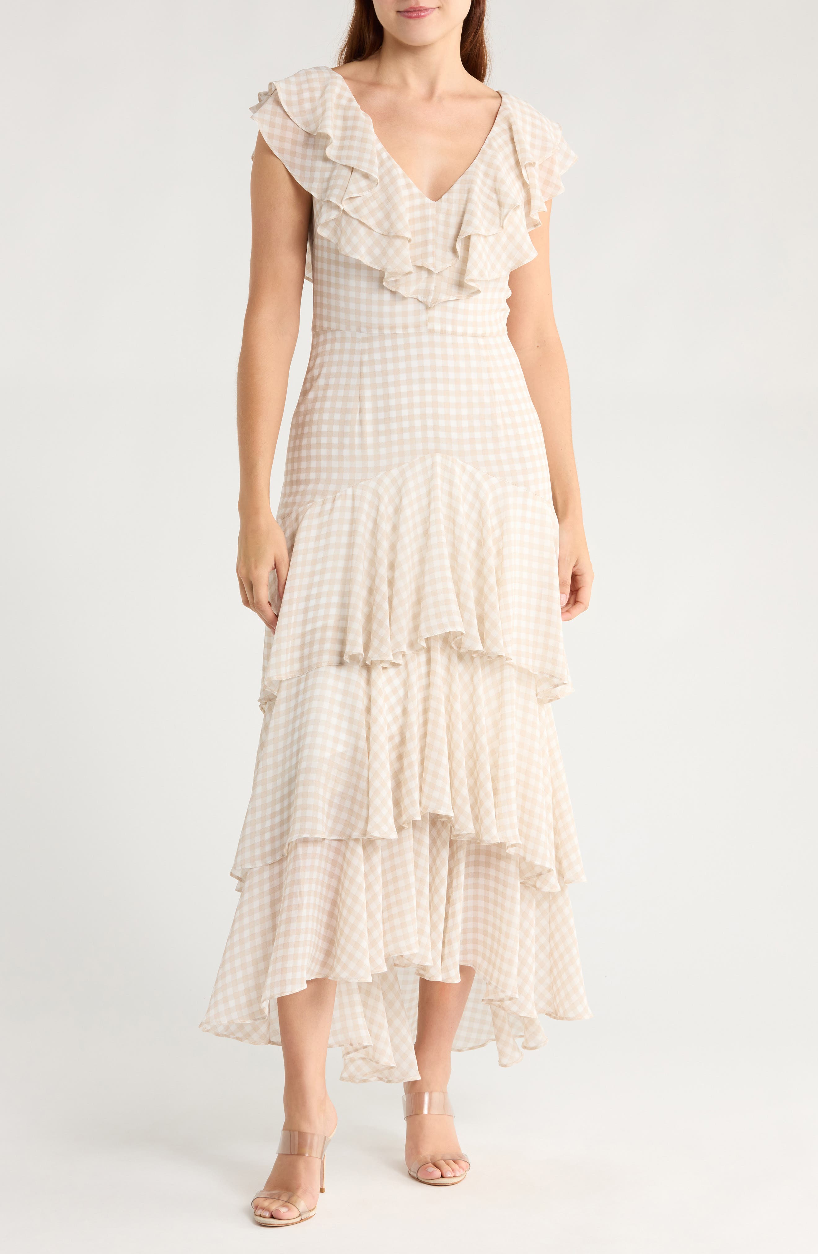 WAYF Floral Ruffle Tiered Dress