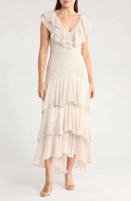 WAYF Floral Ruffle Tiered Dress