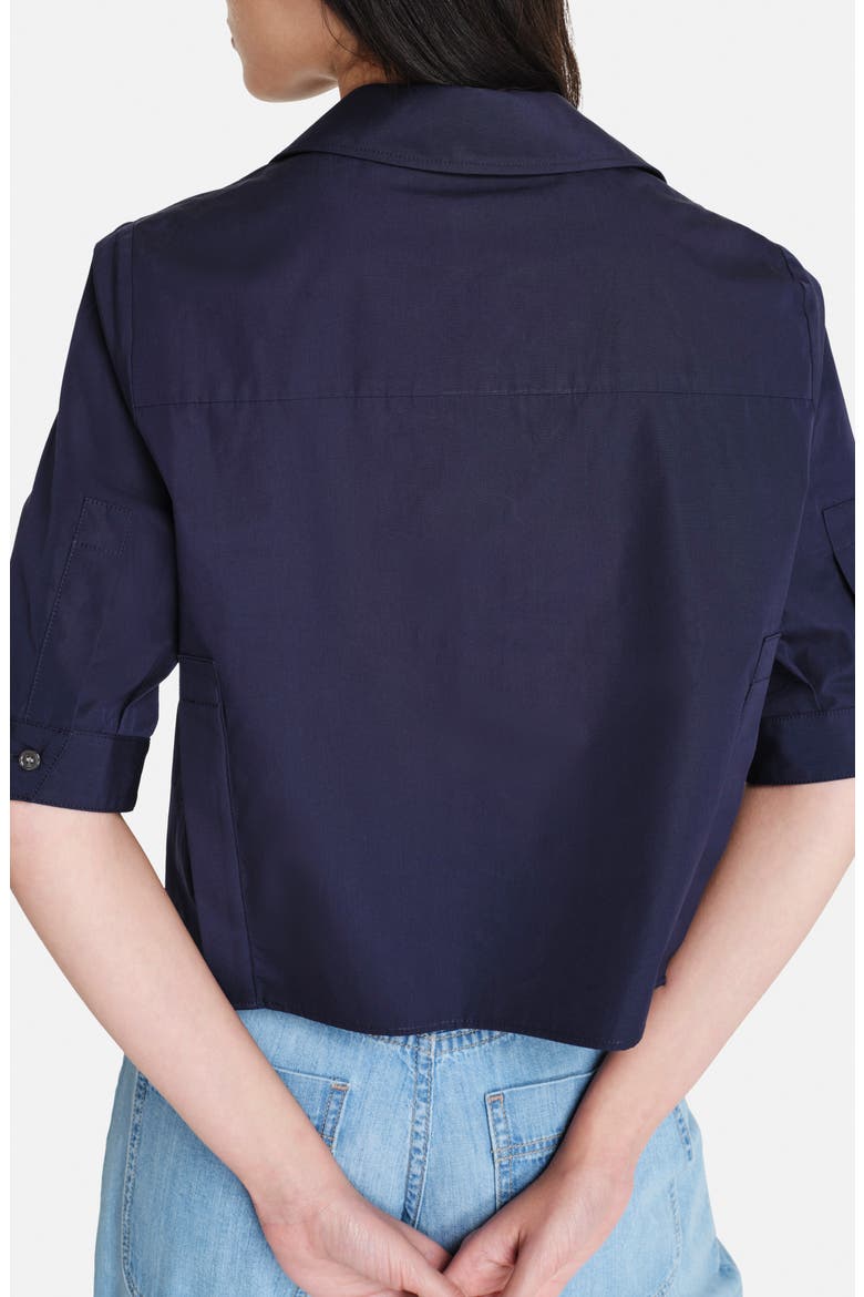 Short Lived Elbow Sleeve Cotton Button-Up Shirt, Alternate, color, MIDNIGHT