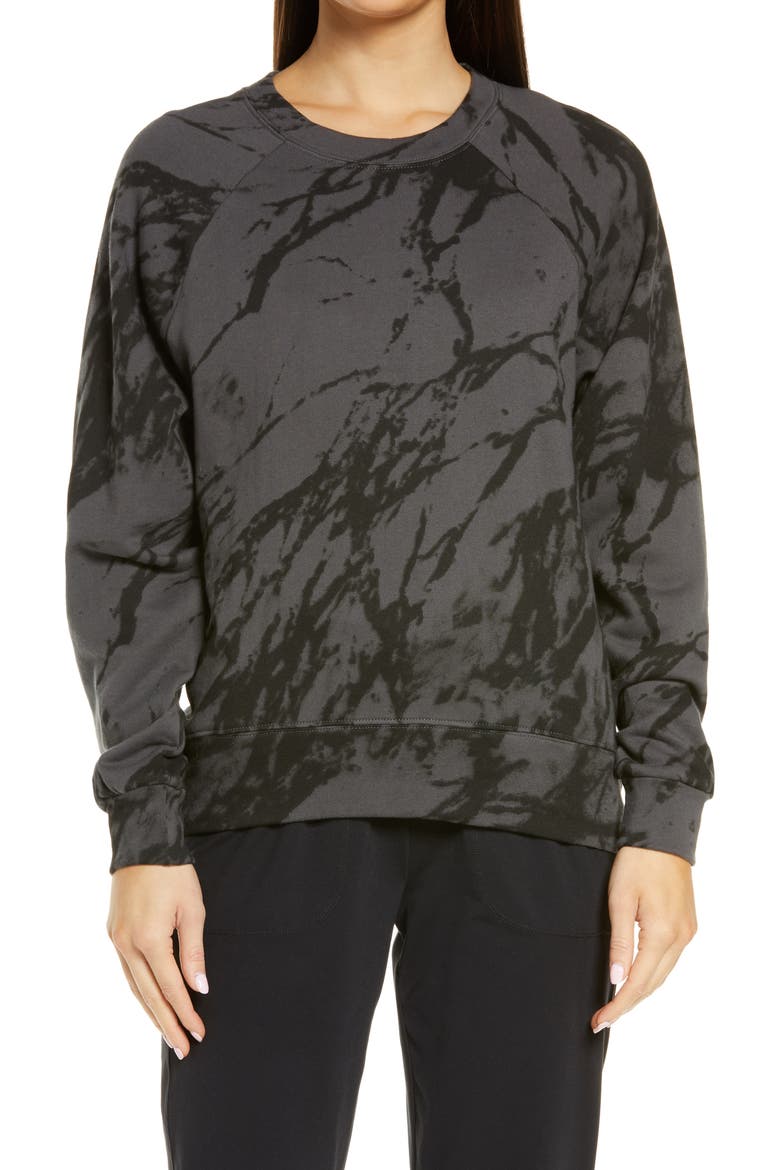 Jamie Ink Print Crewneck Sweatshirt, Main, color, GREY FORGED BLURRED INK PRINT