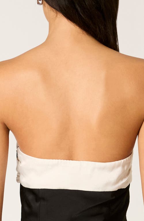 Nia Sunset Strapless Satin Cocktail Dress In Black