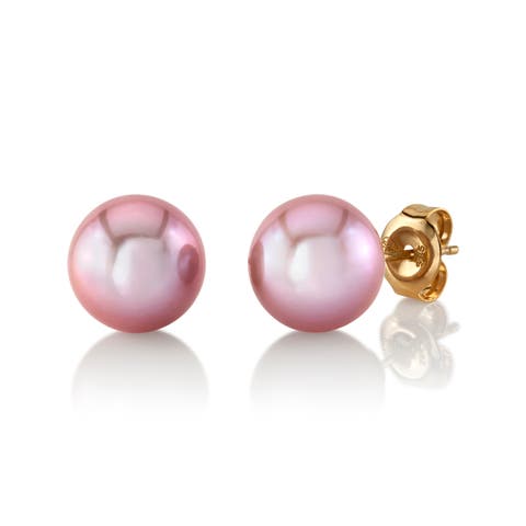 Freshwater Round Pearl Stud Earrings 9mm
