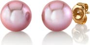 The Pearl Source 9mm Pink Freshwater Round Pearl Stud Earrings