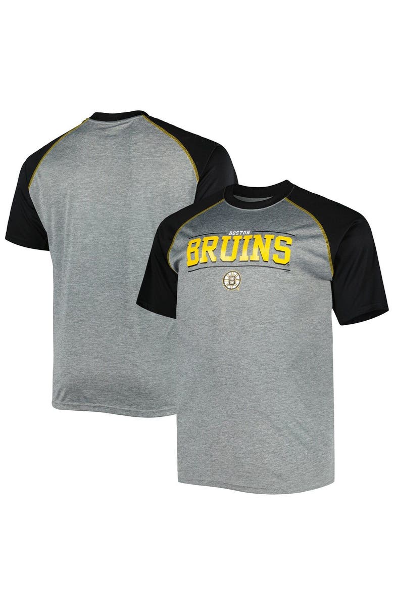 PROFILE Men's Heather Gray Boston Bruins Big & Tall Logo Raglan T-Shirt, Main, color, 