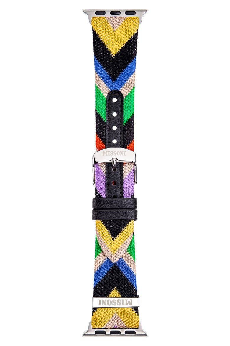 Zigzag Leather 24mm Apple Watch® Watchband, Main, color, MULTI