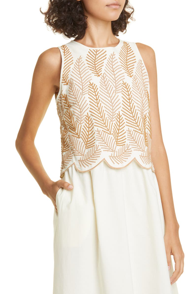 Loretta Caponi Faust Embroidered Sleeveless Maxi Dress, Alternate, color, 