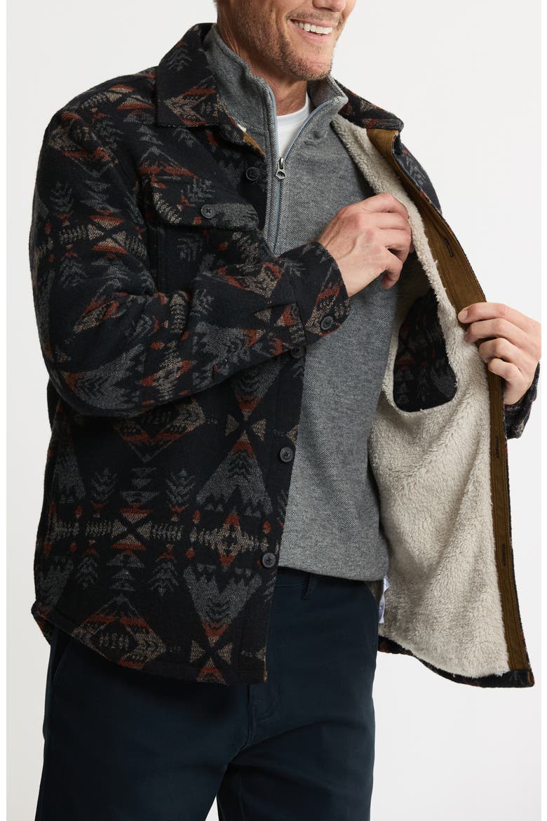 Geometric Jacquard Faux Shearling Lined Jacket, Alternate, color, BLUE MULTI