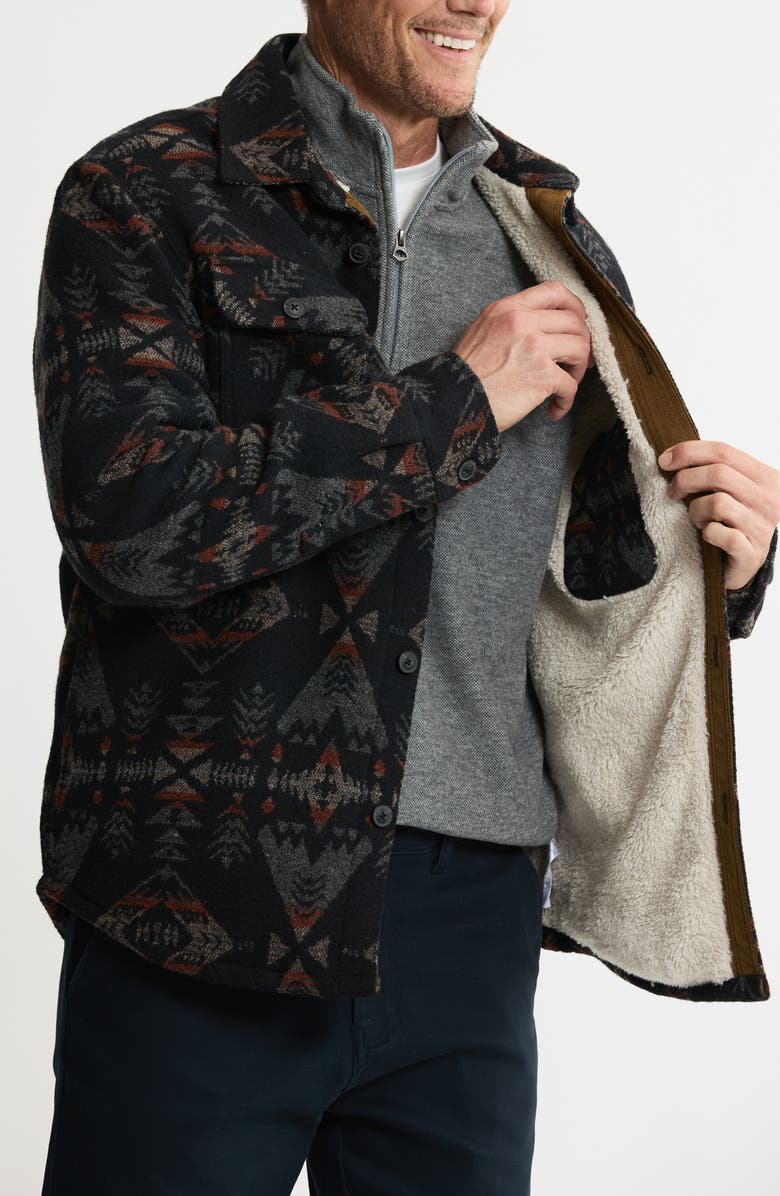 JACHS Geometric Jacquard Faux Shearling Lined Jacket, Alternate, color, Blue Multi