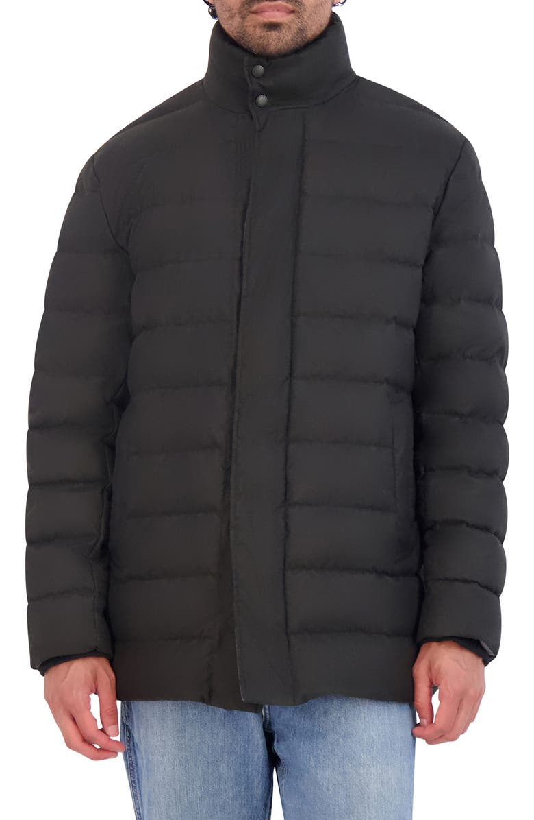 Cole Haan Stand Collar Quilted Down Coat with Inset Bib, Main, color,