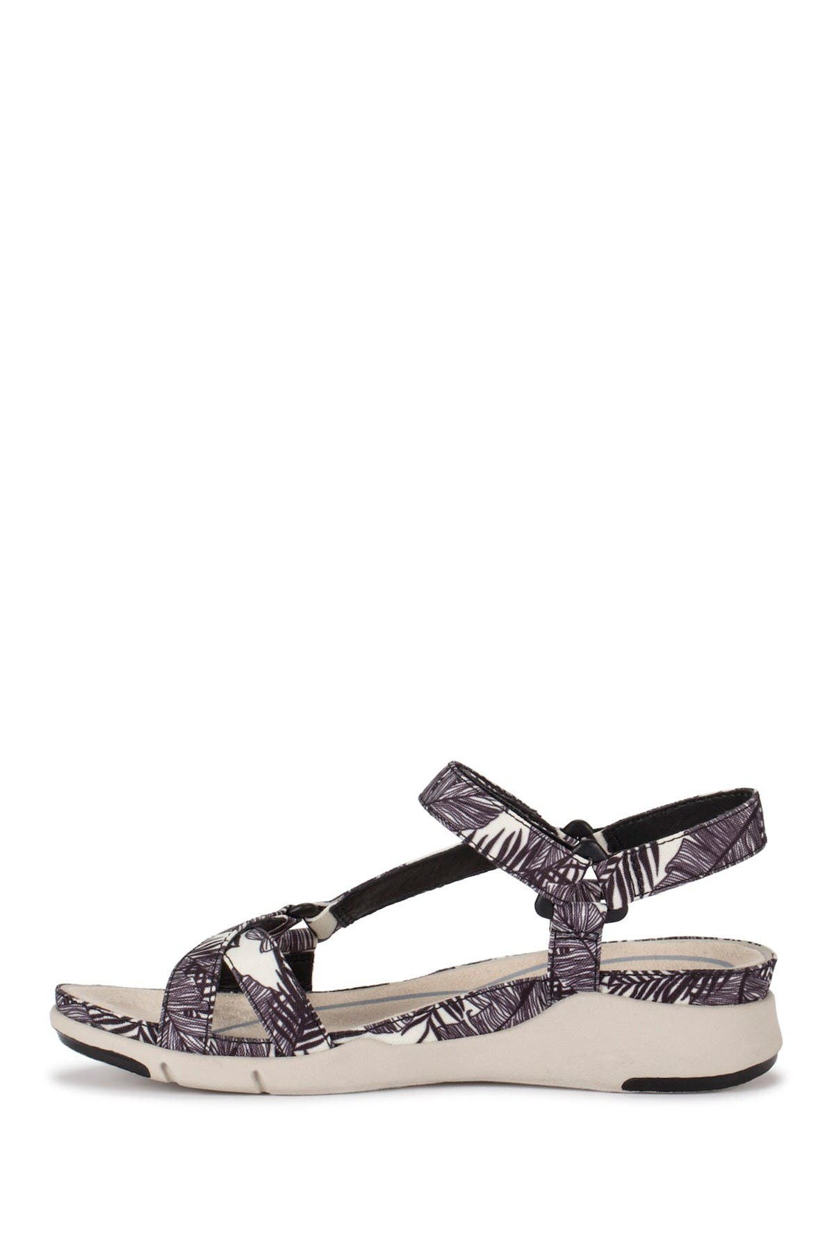 Nikole Casual Sandal, Alternate, color, BLACK/WHITE PALM CANVAS