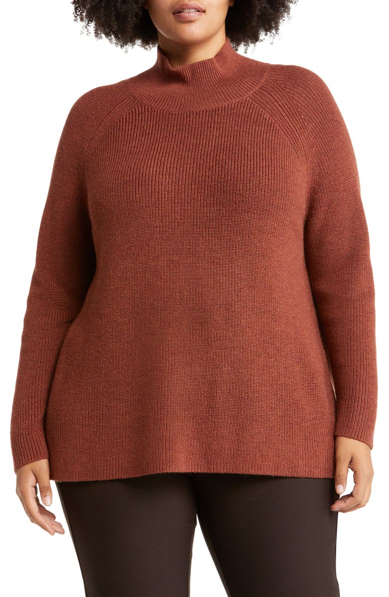 Eileen Fisher Raglan Sleeve Merino Wool Turtleneck Sweater, Main, color, 