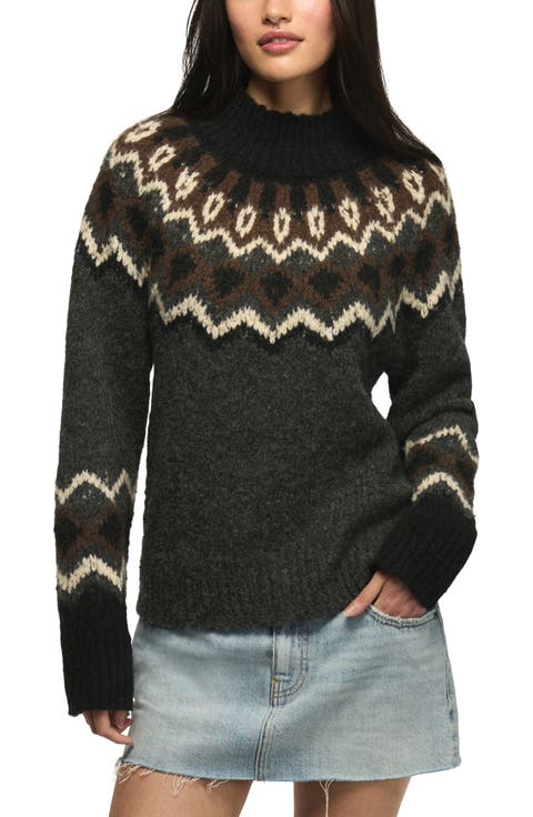 Fair Isle Mock Neck Sweater