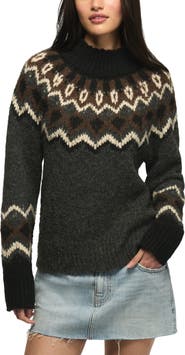 Lucky Brand Fair Isle Mock Neck Sweater